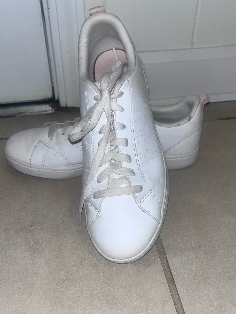 adidas White Sneakers with Light Pink Insole